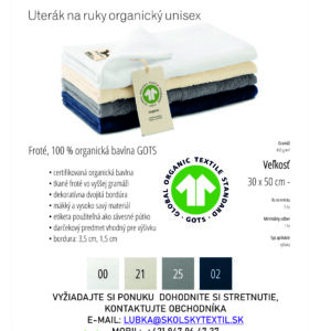 Uterák na ruky malý organický