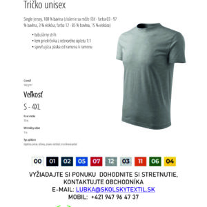 Tričká unisex klasické