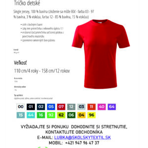Tričká detské klasické new