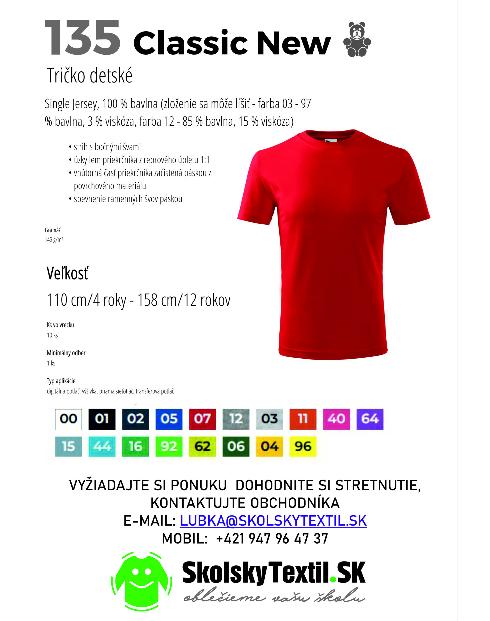Tričká detské klasické new