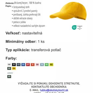 Detská šiltovka 6P
